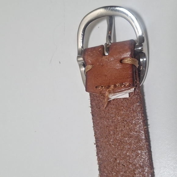 Gap Vintage Camel Leather 1" Belt Silver Hardware SZ L - Picture 4 of 6